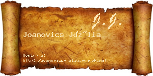 Joanovics Júlia névjegykártya