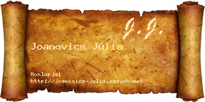 Joanovics Júlia névjegykártya